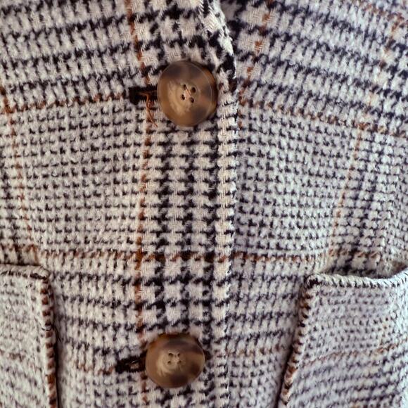 St. John’s Bay Plaid Wool Blend Pea Coat L Black Brown Gray Button Front - Picture 5 of 9